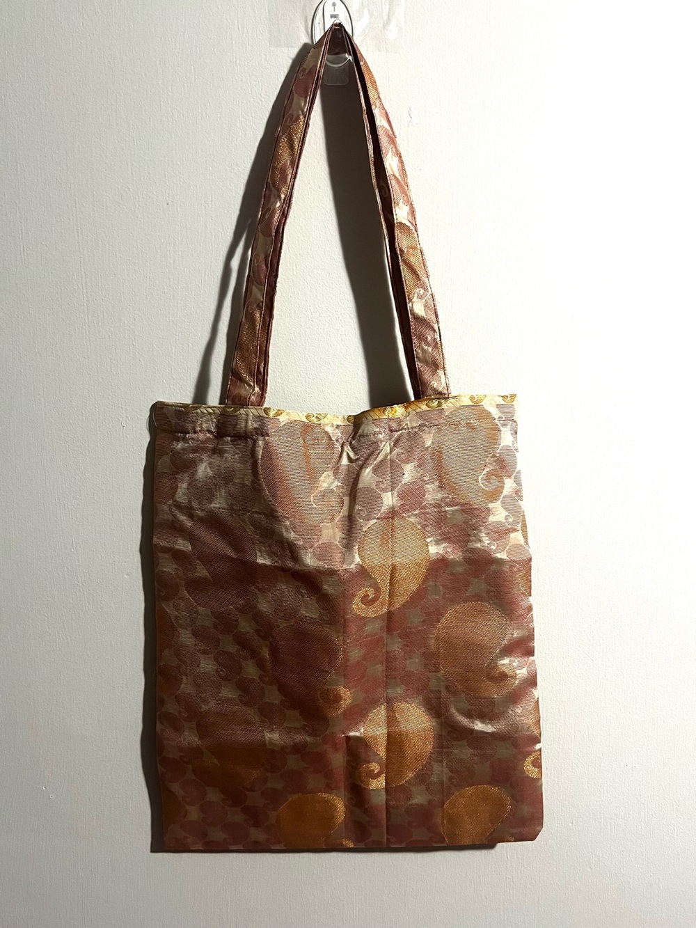 Silk Tote Bag in Bronze and Gold